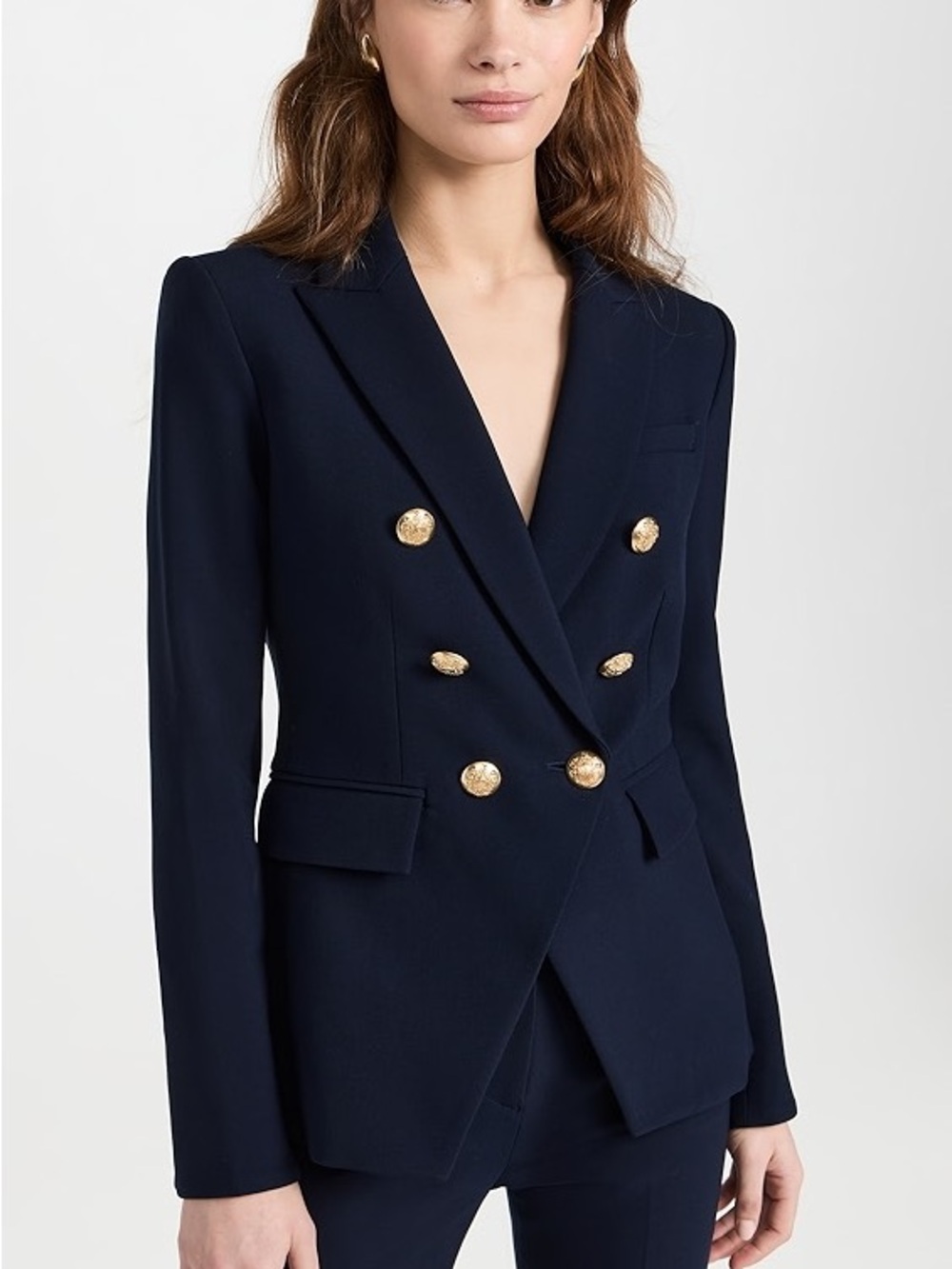 Veronica Beard Miller Dickey Navy Blazer Linen Blend Jacket with Gold Buttons 16 - Picture 8 of 14